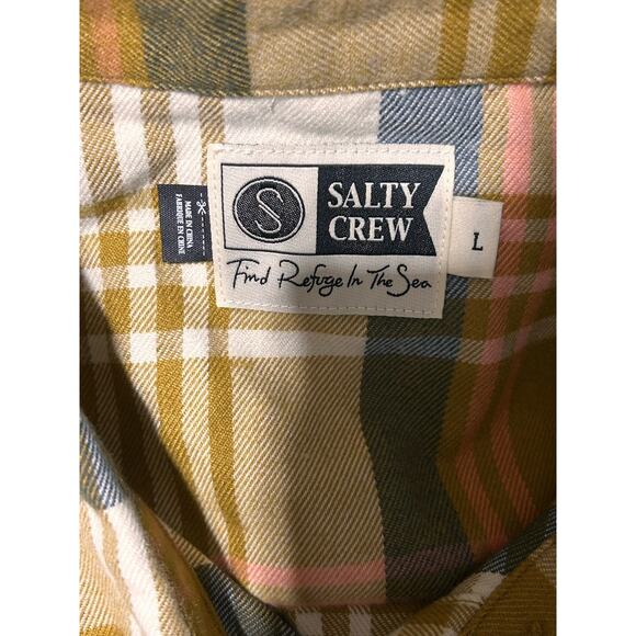 Salty Crew Shirt Womens L Multicolor Plaid Flannel Cropped Outdoor Retro Classic - Picture 3 of 7